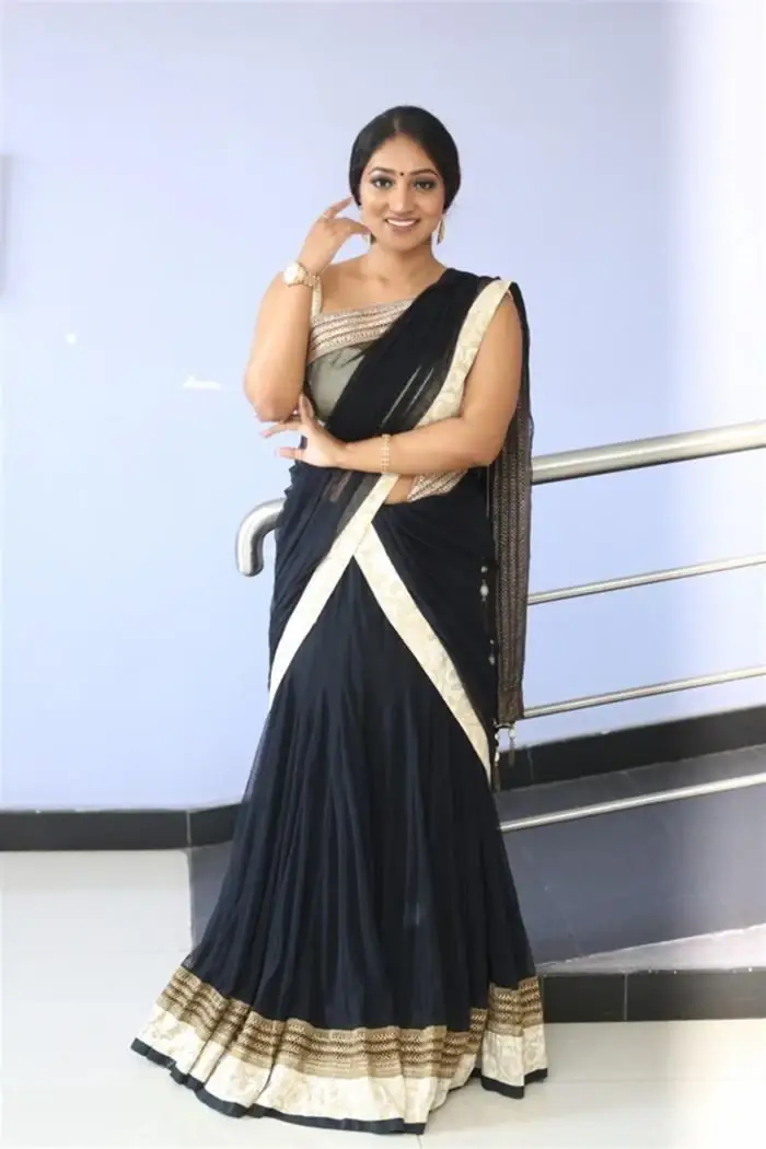 Indian Female Actress Bommu Lakshmi Stills in Black Saree